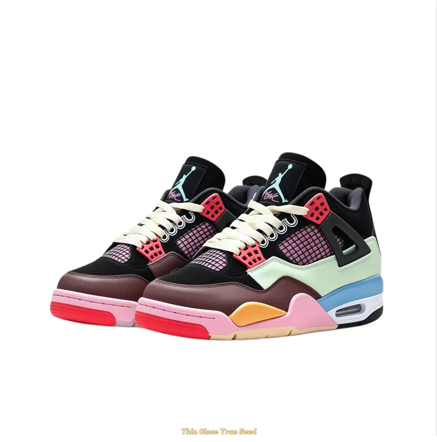 Multi Tone Color Block Mid Top Basketball Sneakers, Shock-absorbing Air Cushion Outsole & Mixed Leather Upper, Street Matching & Sports Training, With Original Shoe Box