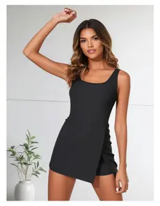 Sleeveless Swim Dress with Shorts - Women's Tummy Control Swimsuit One Piece Bathing Suit for Swimming, Beach, Pool - Comfortable & Flattering Athletic Swimwear