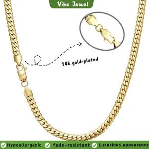 8mm Chunky Snake Chain Necklace 14K Gold Plated – 6mm Dense Snake Chain for Women Men Layering Jewelry Trendy Gift 20in 24in