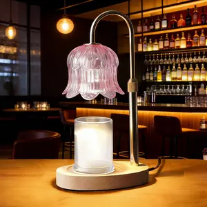 Candle Heating Lamp with Electric Timer Height-Adjustable Dimming Candle Warmer Flame-Free Warm Wax Melting Lantern Modern Home Decor Table Lamp for Living Room Bedroom
