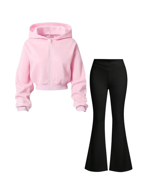 Autumn Winter Zipper Cardigan Long Sleeve Hoodie Yoga Pants Set, Casual High-Waisted Butt-Lifting Style, Perfect for Fall & Winter, Sweatsuit Matching Set