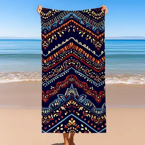 Boho Chevron Tribal Microfiber Beach Towel | Oversized Quick Dry Beach Blanket for Travel & Beach custom absorbent breathable