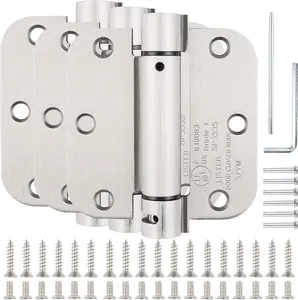 Automatic Self-Closing Door Hinges Satin Nickel 3.5 Inch,Spring Hinges 5/8" Radius  Heavy Duty 3 1/2" Hinges for Doors Interior ,Cardboard Indoor Fire Door Hinges Brushed Nickel 3 Pack