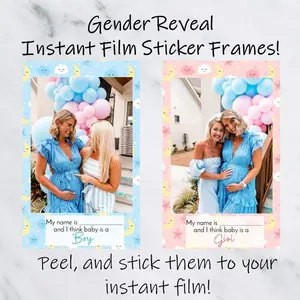Moon & Stars Instant Film Gender Reveal Sticker Frames