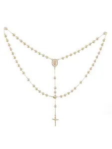 Gold-Plated Rosaries of the Virgin Mary & Holy Death 18 & 24 Inches Elegant Design Exquisite Jewelry Gift Necklace Set