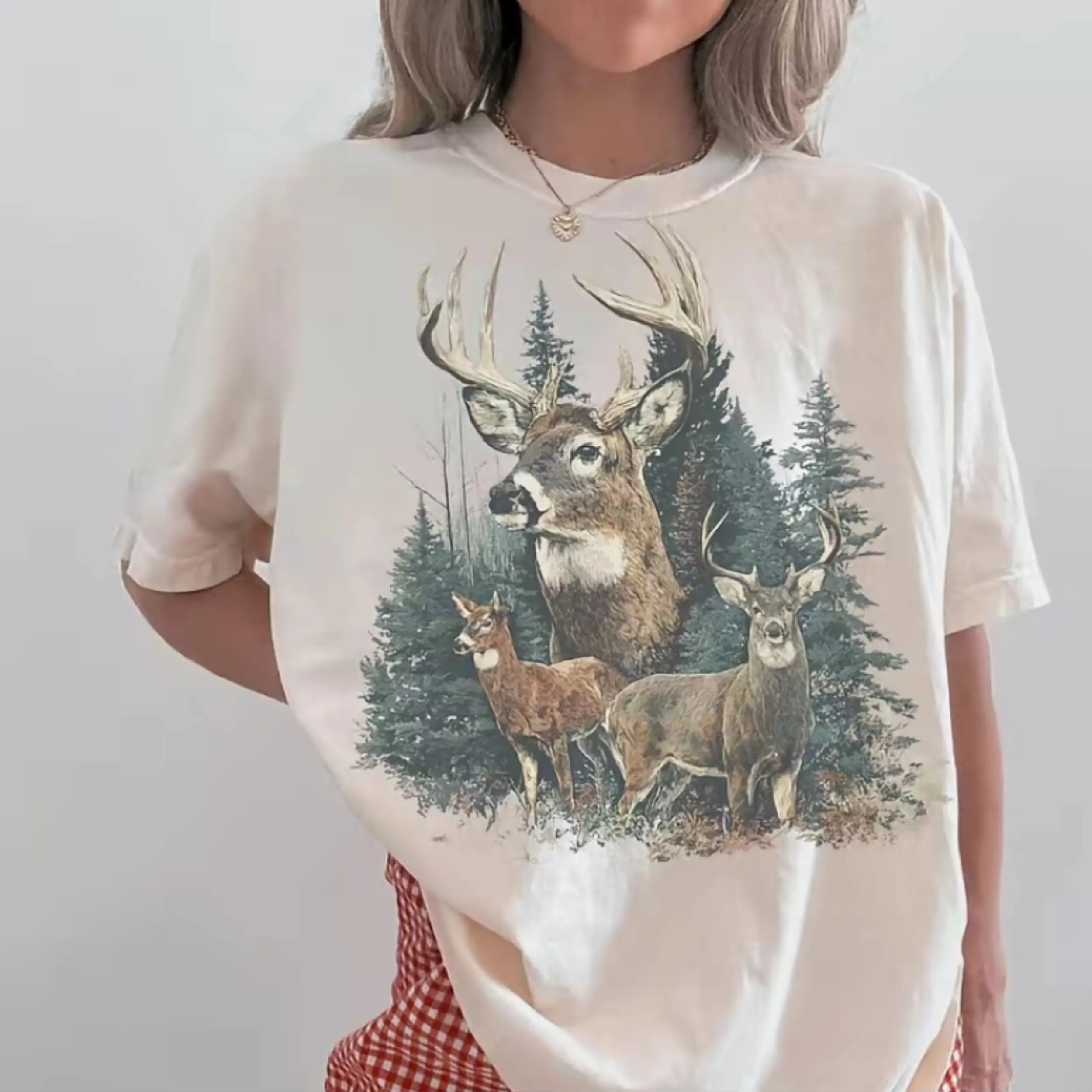 Comfort Colors Vintage Deer Tee Retro 90s Western Graphic Tee Cute Country Oversized Hunting Season Tshirt Country Girl Trendy Nature Tee, Cotton Fabric