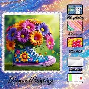 5D-DIY, high-grade velvet canvas, diamond art, Diamond Art Tools, diamond painting, diamond painting kit, floral shoes AB diamonds, fairy dust diamonds, crystal diamonds, perfect home decor, handmade diamond art painting kit, special craft diamond art kit