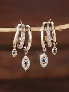 Elegant Eye Devil's Eye Earrings with Zirconia Stones, Casual Elegant Style, Dainty Lightweight Hoops, Versatile Casual Jewelry for Women, Perfect Gift Idea