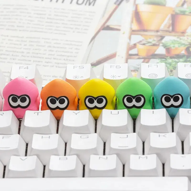 Kawaii Theme 3D Cartoon Octopus High-Quality Resin Keycaps, DIY Personalize Setup Accessory, Keyboard Fit for Mechanical Keyboards