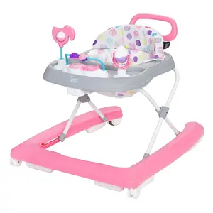 2-in-1 Activity Walker with Deluxe Removable Toys, Walk-Behind Bar, Adjustable Height and Flat Fold Frame for Storage, Ages 6 Months +, Orbits Pink