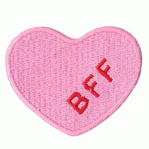 Pink Heart Best Friends Forever "BFF" Embroidered Iron on Patch