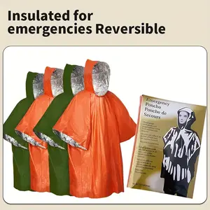 1pc Emergency Rain Coat |         Waterproof Windproof Double-Sided Wear for Hiking Camping  Full Body Cover pocket knives for men Rainproof pocket knives for men