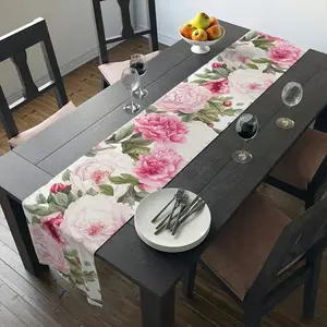 Boho Style Floral Print Table Runner, Waterproof & Stain-proof Table Runner, Decorative Tablecloth for Home Dining Room