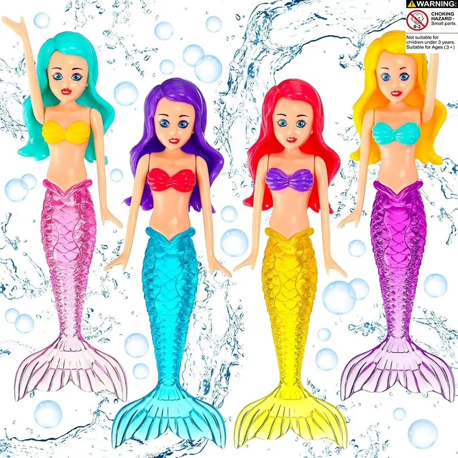 Colorful Mermaid Bath Toys Set, Pool Floats Waterproof Dolls, 4-Pieces Suitable for Boys Girls Adults, Fun Entertainment Variety Swimming Accessories