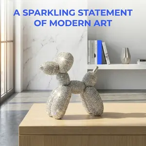 Sparkly Silver Glitter Resin Balloon Dog Figurine, Novelty Gift, Perfect Christmas Gift, Warm New Year Gift, Glamorous Tabletop Decor, Ideal Present for Dog Lovers and Fashion Enthusiasts, A Charming Holiday Decoration