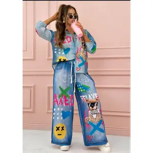 Graffiti Print Denim Co-ord Set