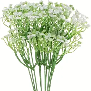 300 (flowers) / 10 Stems Artificial Gypsophila Bouquet - High-quality Plastic White Flowers, Perfect for Weddings, Home Decor, and Holiday Celebrations (hanukkah, Easter, Valentine's Day, Thanksgiving)