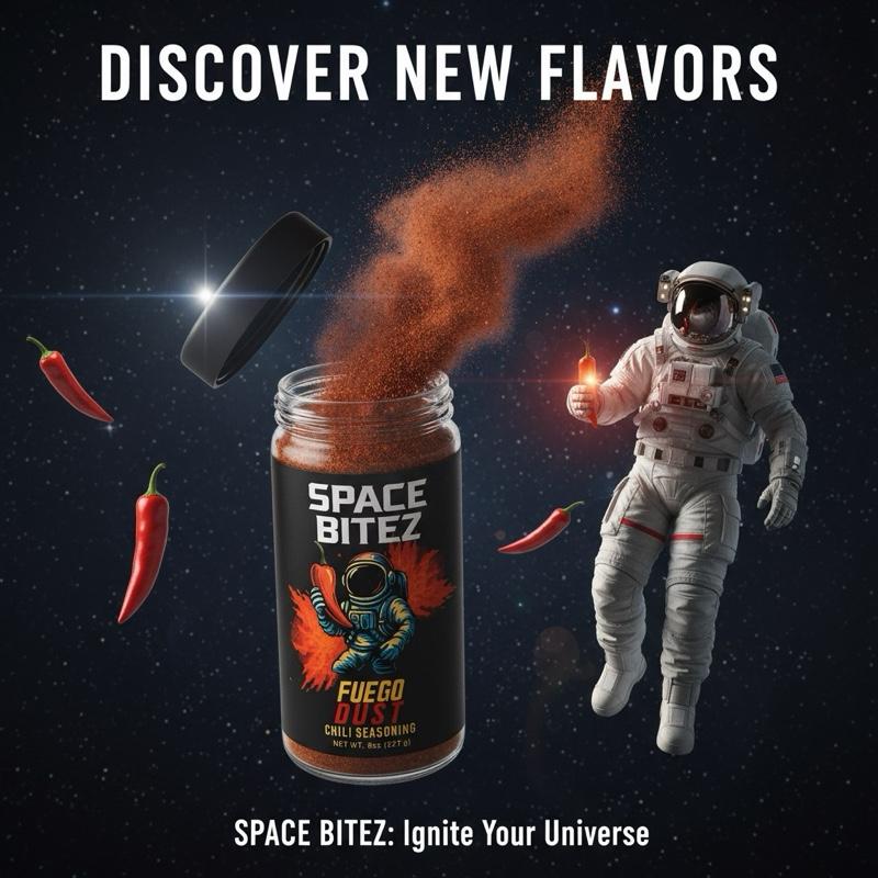 Space Bitez Fuego Dust Chili Seasoning - Launch Your Taste Buds Create Exciting Flavors 1 jar-8oz