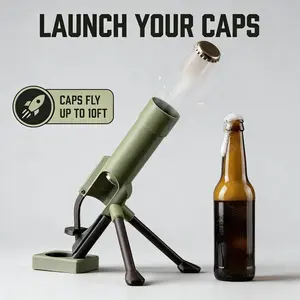 Beer Bottle Mortar Bottle Opener, Non-Contact Downward Pressure, Novelty Bottle Cap Launcher, Desktop Bar Accessories, Perfect for Home Bar, Office Desk, Parties & Gifts