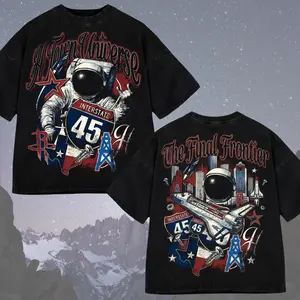 Houston H-Town Universe T-Shirt, NASA Astronaut Vintage Graphic Tee, Artemis 2 Pride, H-Town Skyline & NASA Graphic T-Shirt, Astronaut Space Exploration Streetwear Classic Cotton Menswear Sport Love