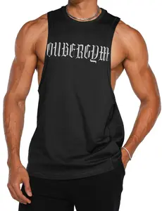 Ouber Men's Graphic Drop Arm Tank Top Slim Fit Sleeveless Gym T-Shirt for Bodybuilding