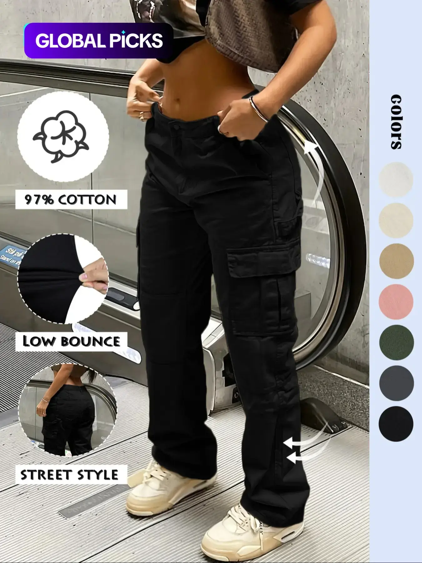 GILIPUR Y2K Women's Solid Multiple Pockets Cargo Pants, Casual Fashion Trousers, Comfort Streetwear Trousers For Daily Wear, Going Out Bottoms, Autumn And Winter Women's Baggy Clothing, All Season Trousers
