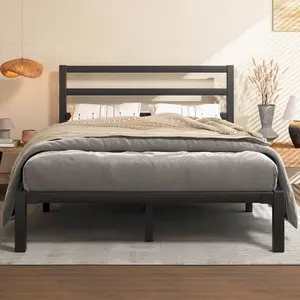 Metal Platform Bed Frame, Classic Style Headboard And Footboard/Under Bed Storage/Mattress Foundation/No Box Spring Required/Easy Assembly