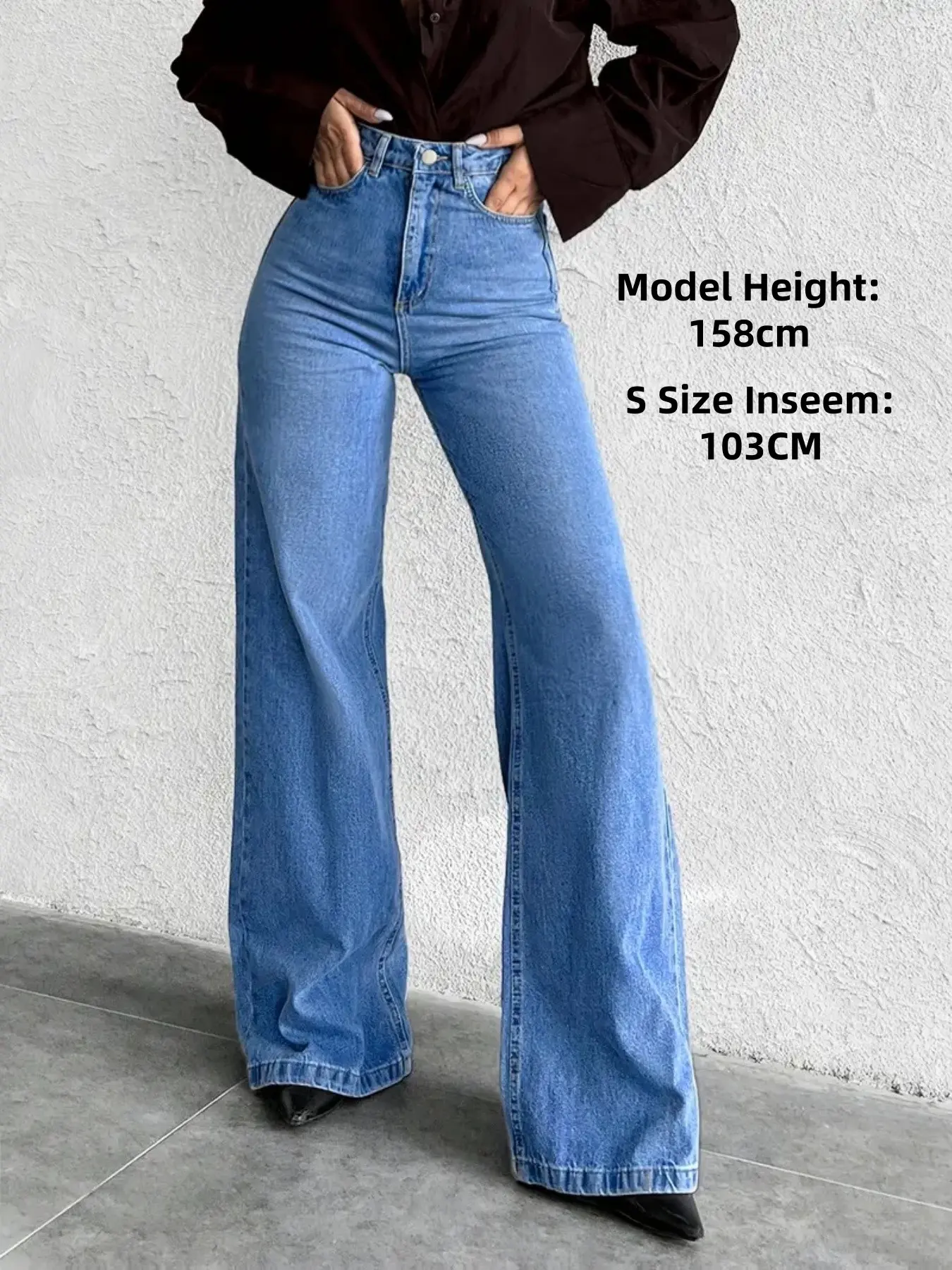 Women's Wide Leg Baggy Jeans High Waist Button Casual Denim Jeans, Fashionable Comfortable Daily Wear, Perfect for Casual Style
