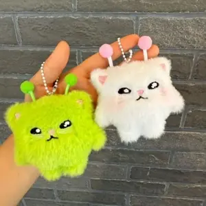 2pc   Green alien plush toy, super cute alien kitten Hachimi backpack pendant decorative toy