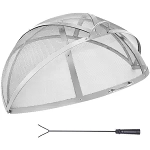 【Summervibes】VEVOR Firepit Spark Screen Lid,  36" Diameter, Outdoor Firepit Ring Cover Round Accessories, Fire Pit Metal Cover, Easy-Opening Stainless Steel Fire Ring Covers for Outdoor Patio Fire Pits Backyard