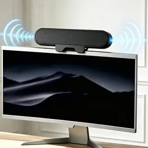 Computer speaker, monitor speaker, stereoscopic sound effect, adjustable volume, easy to clip onto the monitor without taking up space, wired audio, portable speaker, suitable for laptops, games, homes, conferences, desktops