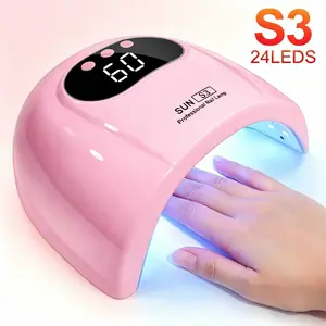 24 LED UV Nail Lamp with Smart Sensor, Gel Nail Dryer, Pink/White/Blue, Manicure/Pedicure Curing Light for Salon and Home Use