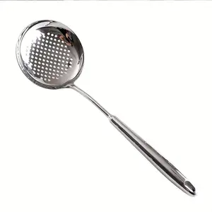 Stainless Steel Long Handle Skimmer Spoon, Chef's Strainer, Ideal for Frying, Hot Pot, Draining, Home & Restaurant Use