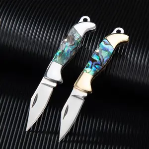 Mini Folding Pocket Knife with Abalone Shell Handle, Exquisite Workmanship Keychain Utility Knife, Small Portable Cutter for Daily Use, Package Opening & Crafts fold knife outdoorfun pocket knife