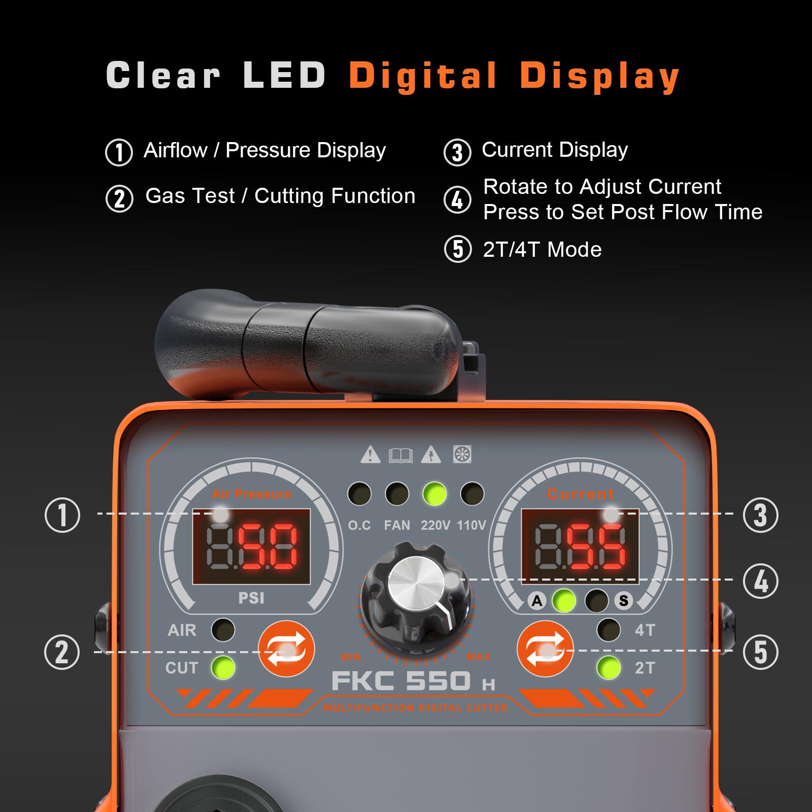 FAIFANNKE 55A Plasma Cutter, Dual Voltage 110V/220V, High-Frequency Non-Touch Pilot ARC Plasma Cutting Machine, 3/4" Max Cut, 1/2"Clean Cut, 2T/4T, Post Flow Cooling, Best for Beginner Visit the FEIFANKE Store
