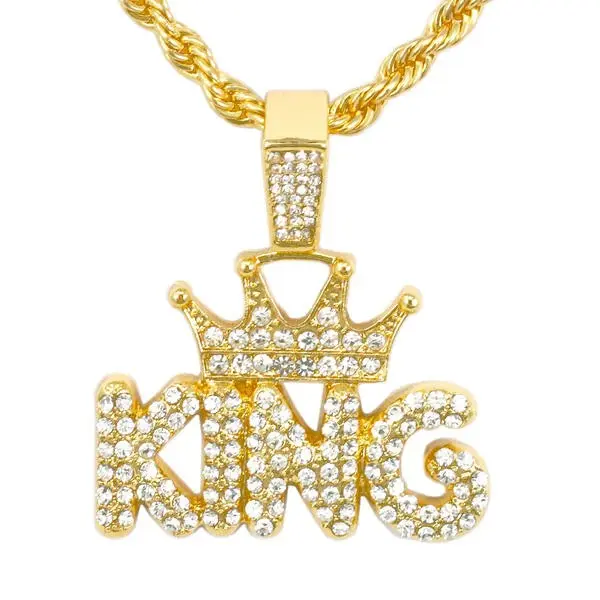 Iced Medium King Pendant with 4mm Rope