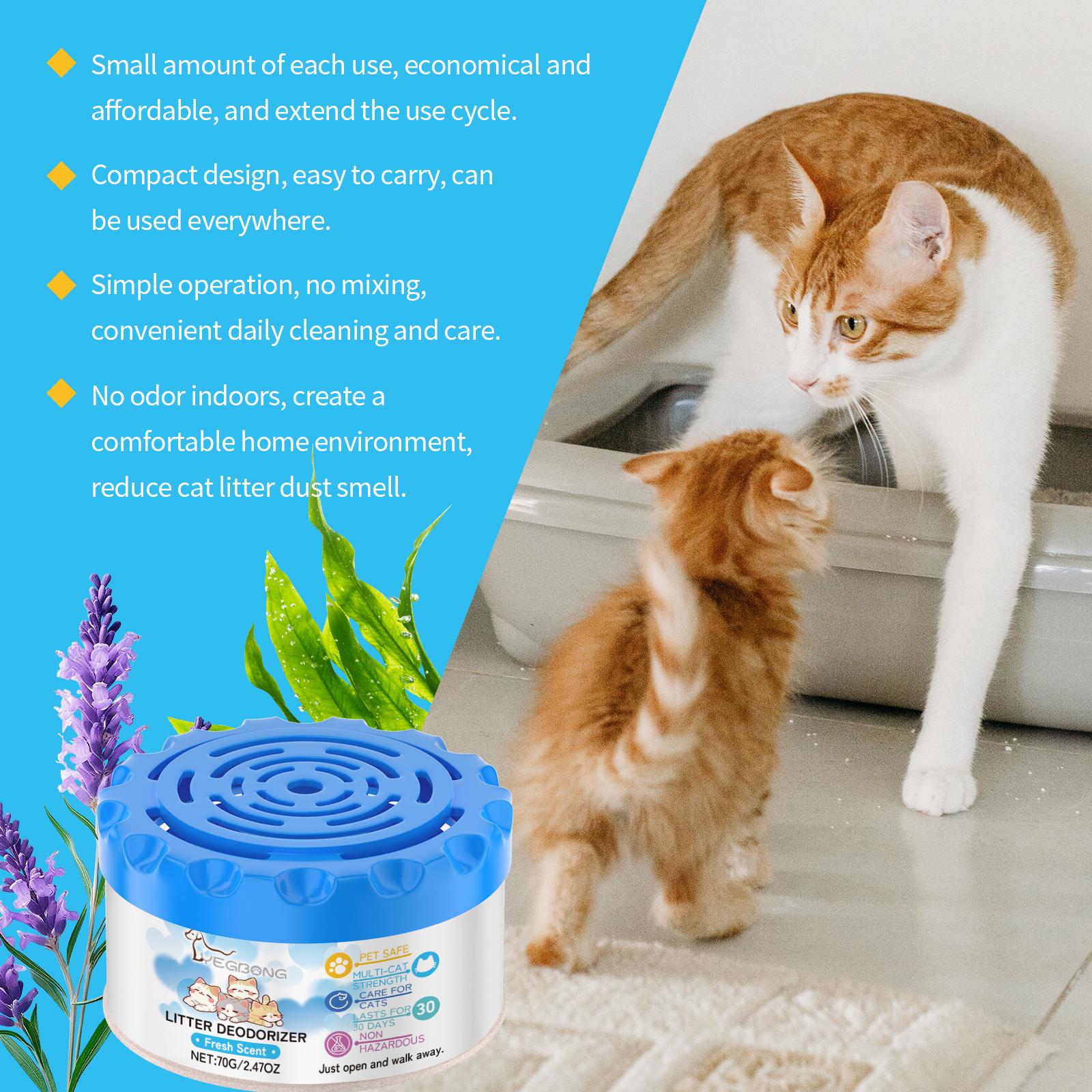 Cat litter odor remover canister - Cat feces and urine clean up of odors, fresh and pleasant fragrance, mild ingredients, toilet odor remover gel