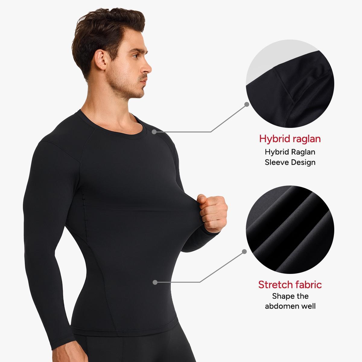 【Clearance】Nebility Men's High Compression Long Sleeves Quick Dry Moisture Wicking Shirts for Fishing Workout Gym UPF SPF Sun Protection T-Shirts with High Elasticity compression shirts