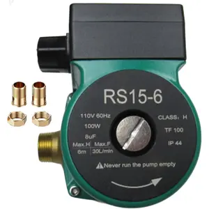 110V 130W Pressure Booster Pump 3-Speed Brass Hot Circulation Recirculating Pump 3/4 NPT for Boiler Hot Heater System (RS15/6-130 Green)