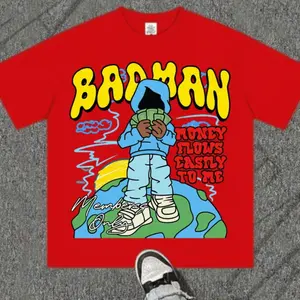 Men' Funny Money Printer T-Shirt - 180g Pure Cotton Crewneck Tee with Bad Money Flow, Casual Short Sleeve Top for Halloween/Christmas Gifts & Casual Attire-Round Wear, Machine Washable Urban Outfit Essentia, Loose Style