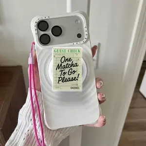 Matcha To Go Coffee Shop Receipt MagSafe Phone Grip: Cute Matcha Magnetic Phone Holder, Bookish Matcha Lover Gift, Phone Kindle Sticker