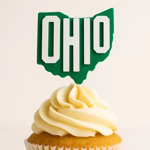 Ohio University Green & White Cupcake Topper - Set of 12
