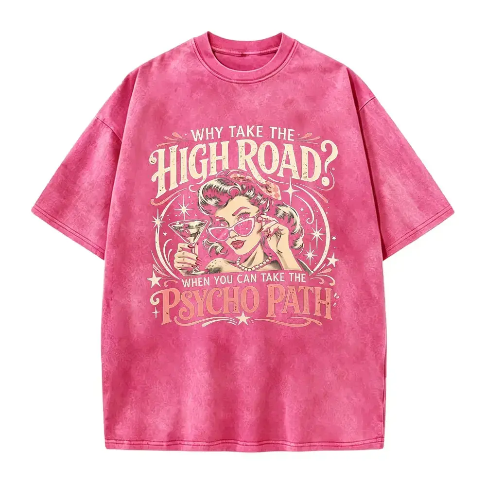 Men's "Psycho Path" Funny Quote T-Shirt, Casual Retro Sarcastic Graphic Tee in Smooth 100% Cotton with a Seamless Design, Top, Shortsleeve, Fabric Womenswear Round Neck, Graphics, Soft, T Shirts
