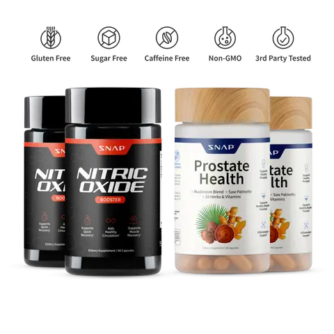 2 Prostate Health + 2 Nitric Oxide Booster (90ct) Bundle - Natural Supplement Capsules - Support Blood Circulation & Prostate Health