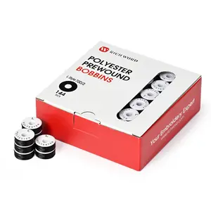 Style L Prewound Paper Side 70D/2(60WT) Black Embroidery Bobbins(144 Bobbins)