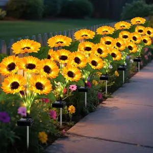 Solar Lights Outdoor Garden Decor – 1 Pack with 6 Sunflower Lights, Realistic Solar Flowers, IP65 Waterproof, Auto On/Off, Decorative Stakes for Landscape, Yard, Patio, Lawn – Unique Birthday Gifts for Mom, Grandma, Women