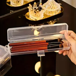 1pc Transparent Portable Dustproof Storage Case, Travel Makeup Brushes Organizer
