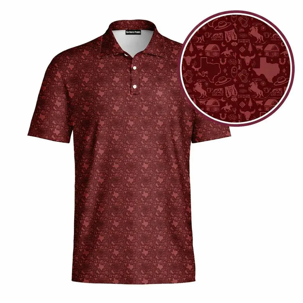 Texas Cowboy Lone Spur Rodeo Golf Polo Shirt for Men – Wild Western Style Masters Inspired 2026 Golf Apparel Gift for Golf Lovers