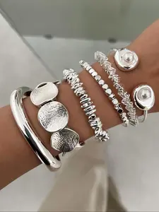 Women's Elegant Silver Color Bracelet Set, Simple Design Suitable for Daily Wear & Special Occasions, Perfect Gift Choice, Elegant Bangle