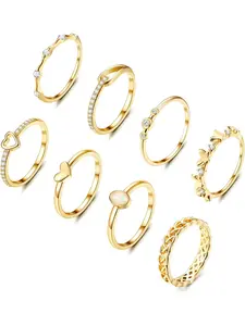 8pcs 14K Gold Plated Stackable Rings Set for Women Dainty Stacking Rings Gold Stacking Knuckle Rings Size 10 Fashion Stackable Rings